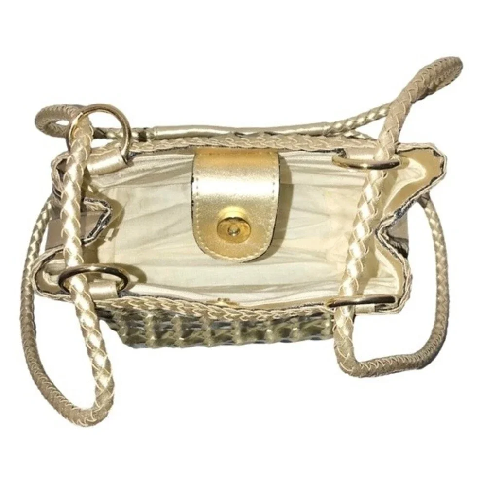 Legacy Chicago VTG Y2K Metallic Gold Woven Crossbody Bucket Bag Braided Purse